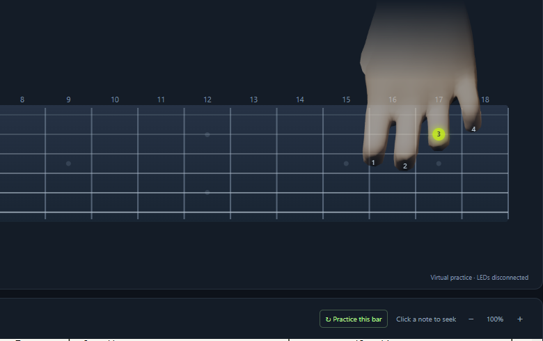 The current Windows app playing the Green horizon lead track at 60% speed with the full translucent hand